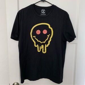 Farruko Black T-Shirt with Yellow Smiley Drippy Face Graphic Size Large